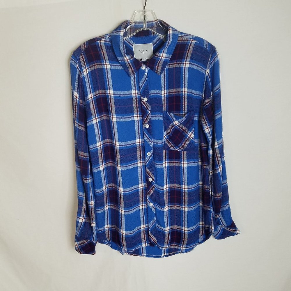 Rails Blue Plaid Button Front Blouse Shirt Womens Size Small